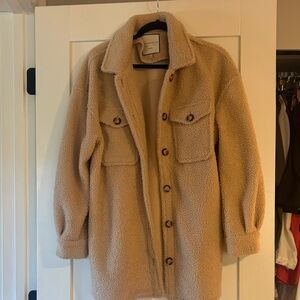 Tan teddy shacket